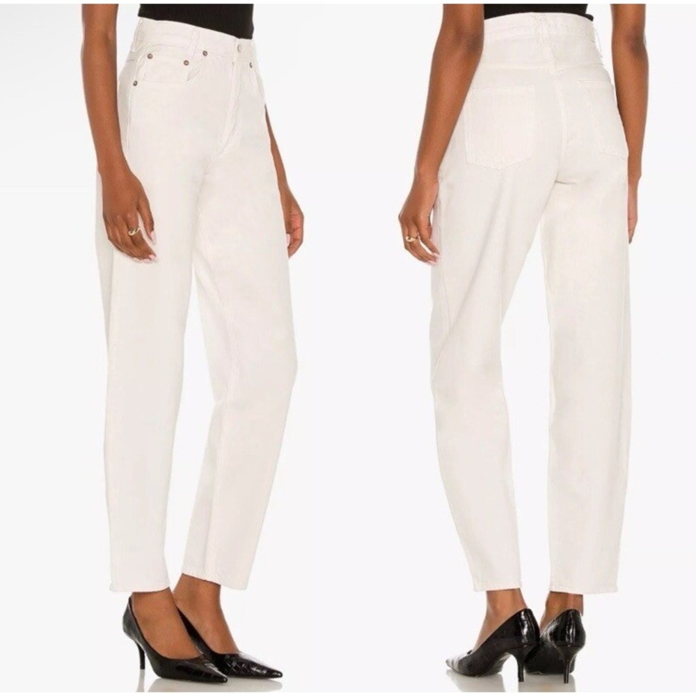 AGOLDE 90's High Rise Tapered Baggy Jean in Drum Size 26 Off White Ivory